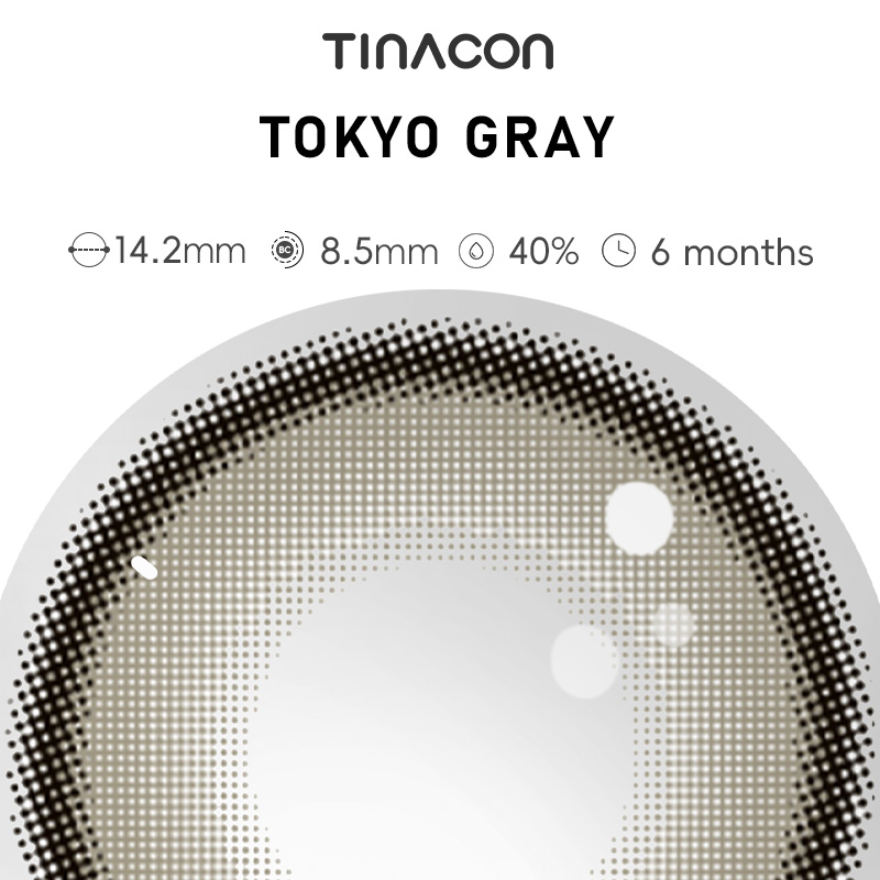 【TiNACON】Tokyo Gray 14.2mm 6 months Watery Soft Contact Lens 2024 New Arrival