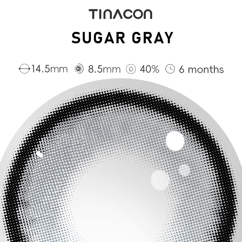 【TiNACON】Sugar Gray 14.5mm 6 months Watery Soft Contact Lens 2024 New Arrival