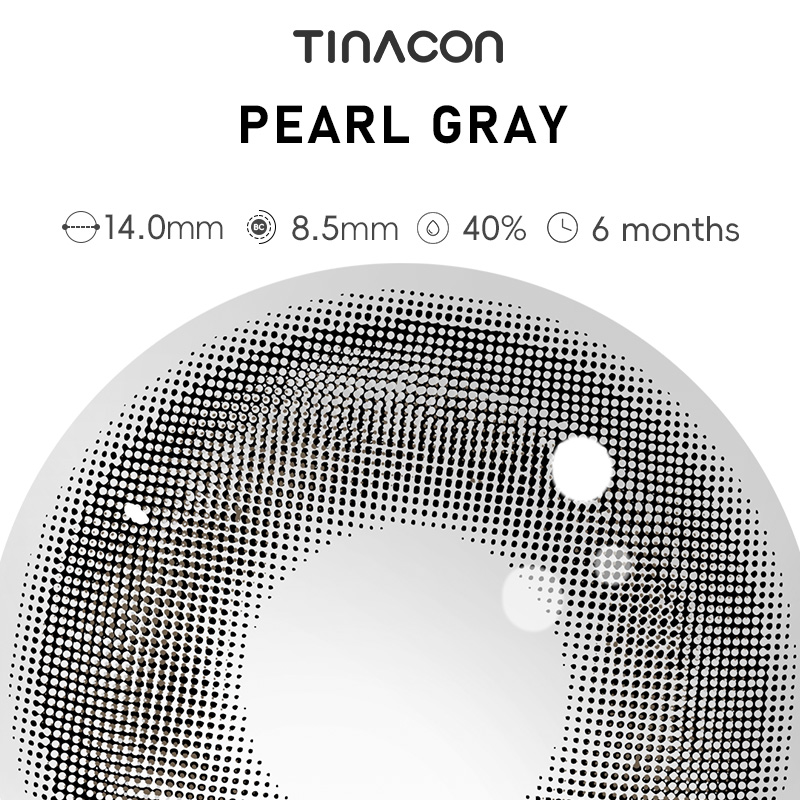 【TiNACON】Pearl Gray 14.0mm 6 months Watery Soft Contact Lens 2024 New Arrival