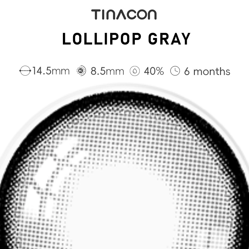 【TiNACON】Lollipop Gray 14.5mm 6 months Watery Soft Contact Lens 2024 New Arrival