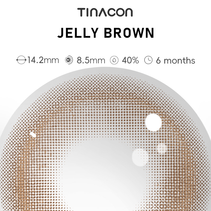 【TiNACON】 Jelly Brown 14.2mm 6 months Watery Soft Contact Lens 2024 New Arrival