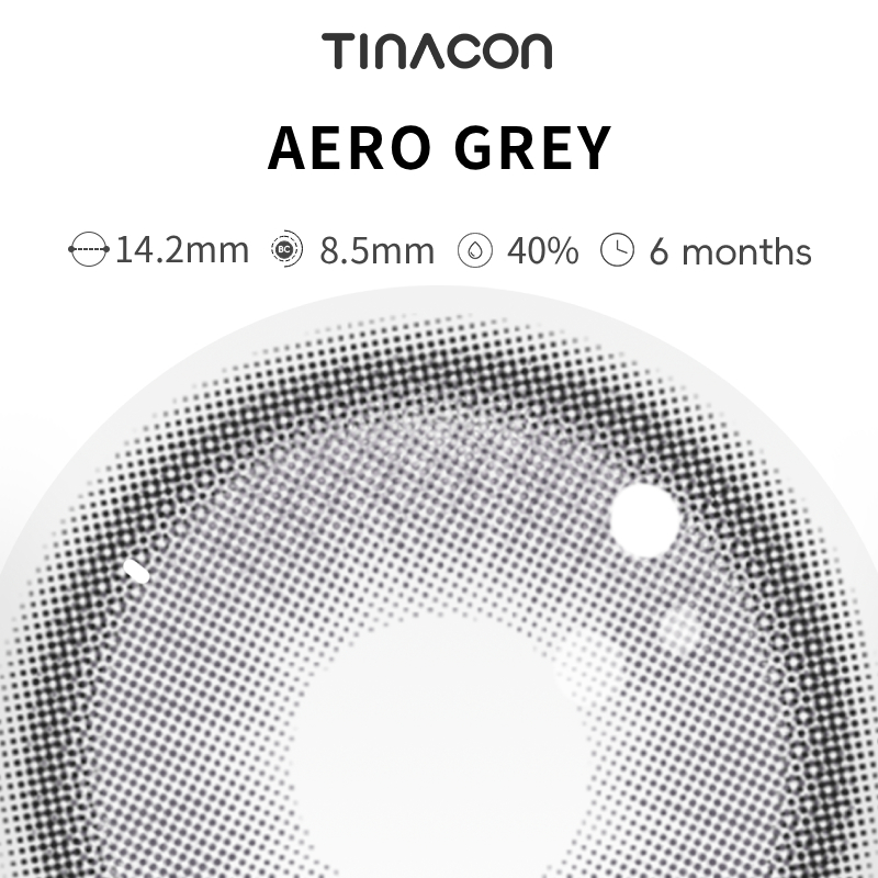 【TiNACON】Aero Grey 14.2mm 6 months Watery Soft Contact Lens 