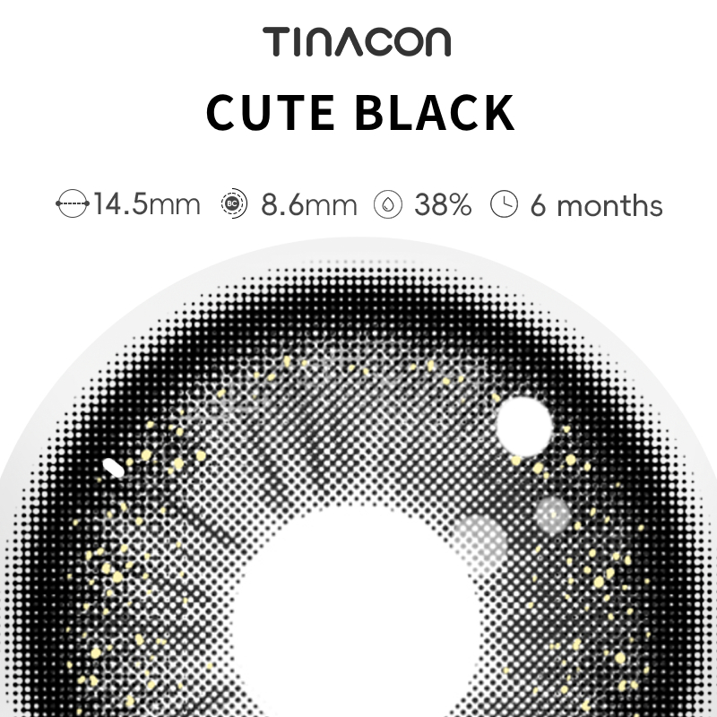 【TiNACON】Cute Black 14.5mm 6 months Watery Soft Contact Lens