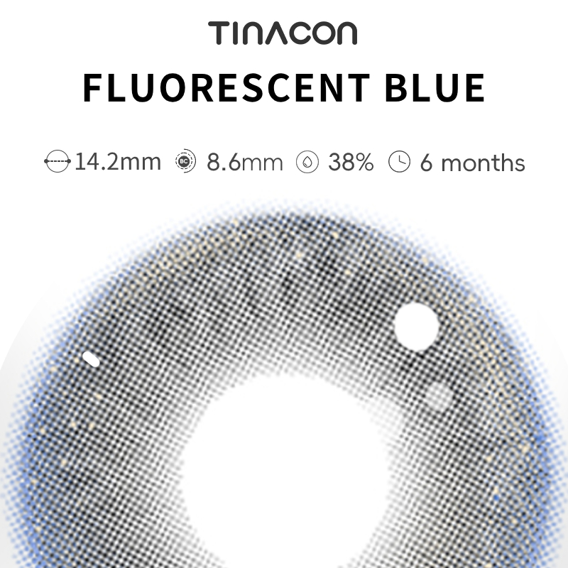 【TiNACON】Fluorescent Blue 14.2mm 6 months Watery Soft Contact Lens