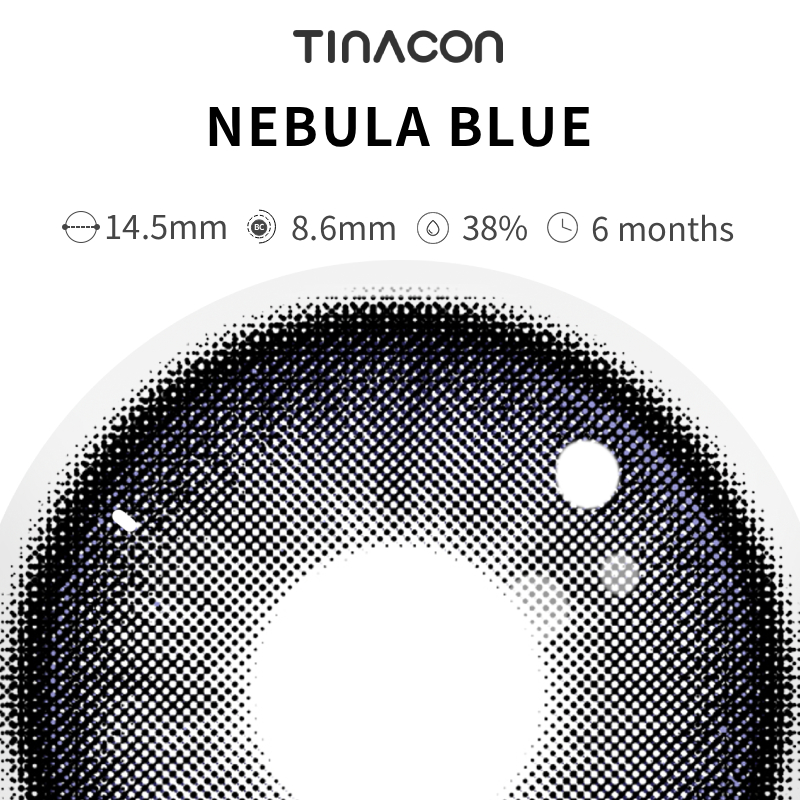 【TiNACON】Nebula Blue 14.5mm 6 months Watery Soft Contact Lens