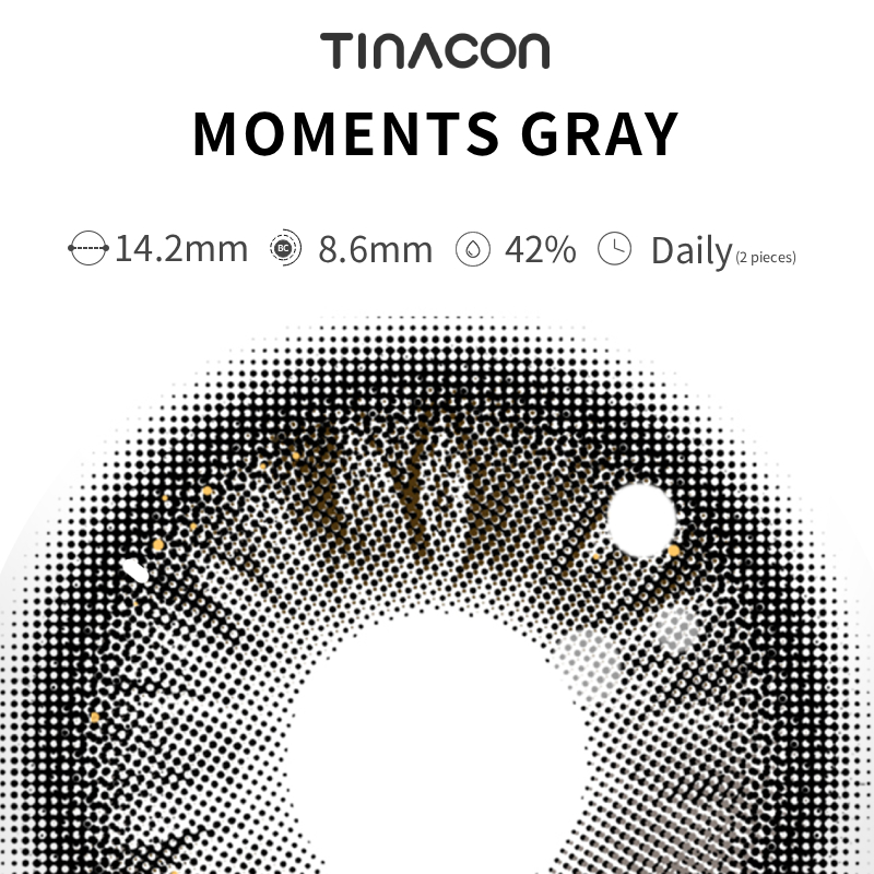【TiNACON】Moments Gray 14.2mm Daily Watery Soft Contact Lens 