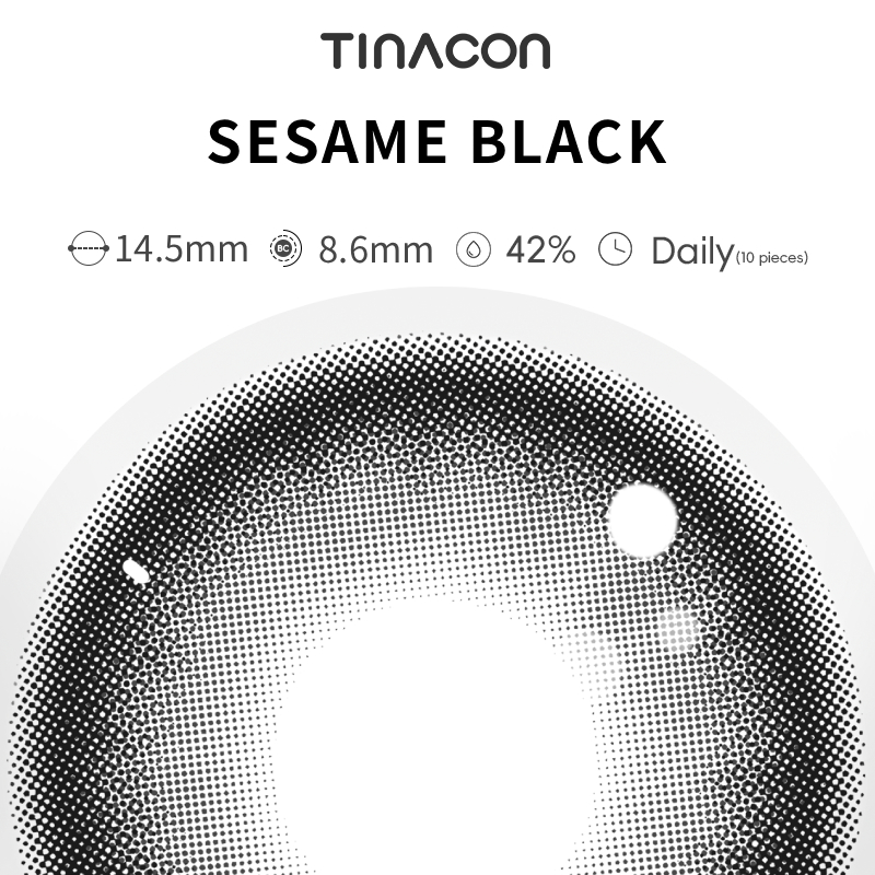 【TiNACON】Sesame Black 14.5mm Daily Watery Soft Contact Lens