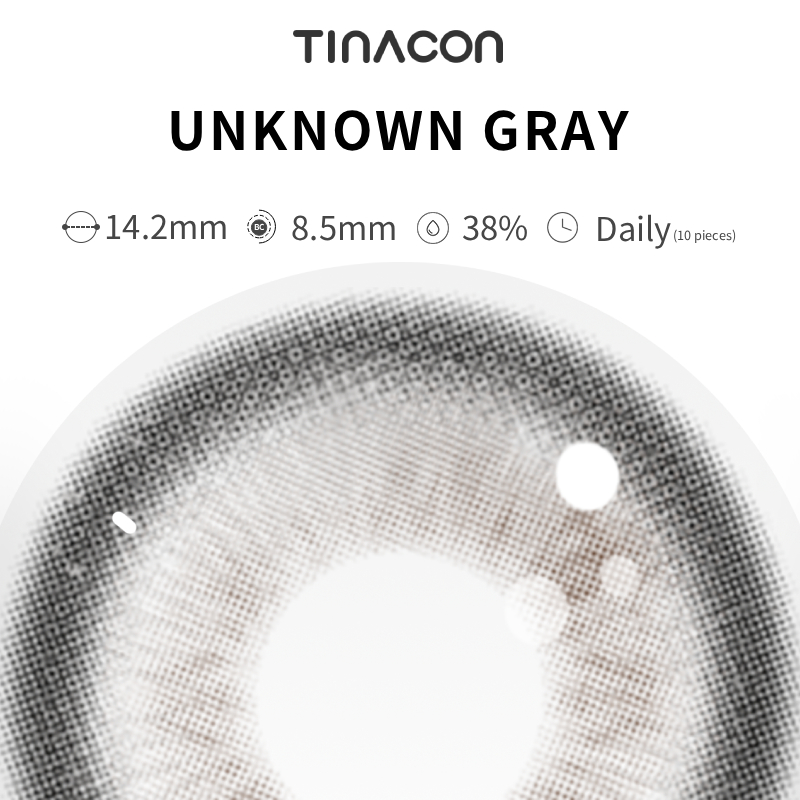 【TiNACON】Unknown Gray 14.2mm Daily Watery Soft Contact Lens 