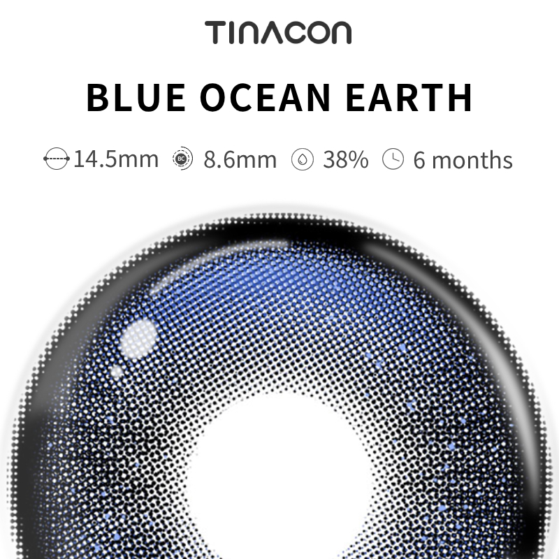 【TiNACON】Blue Ocean Earth  14.5mm 6 months Watery Soft Contact Lens 