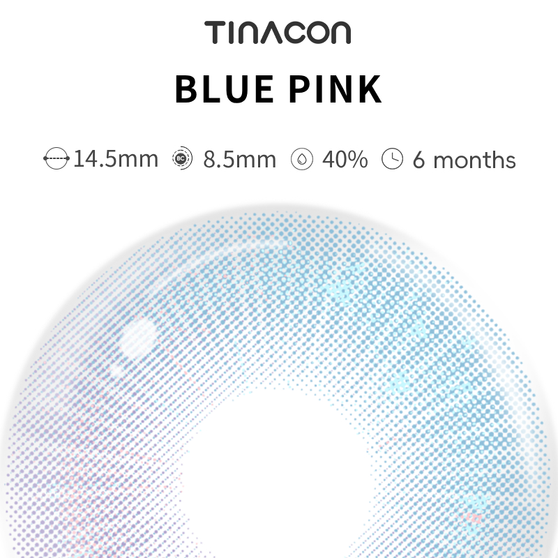 【TiNACON】Blue Pink 14.5mm 6 months Watery Soft Contact Lens