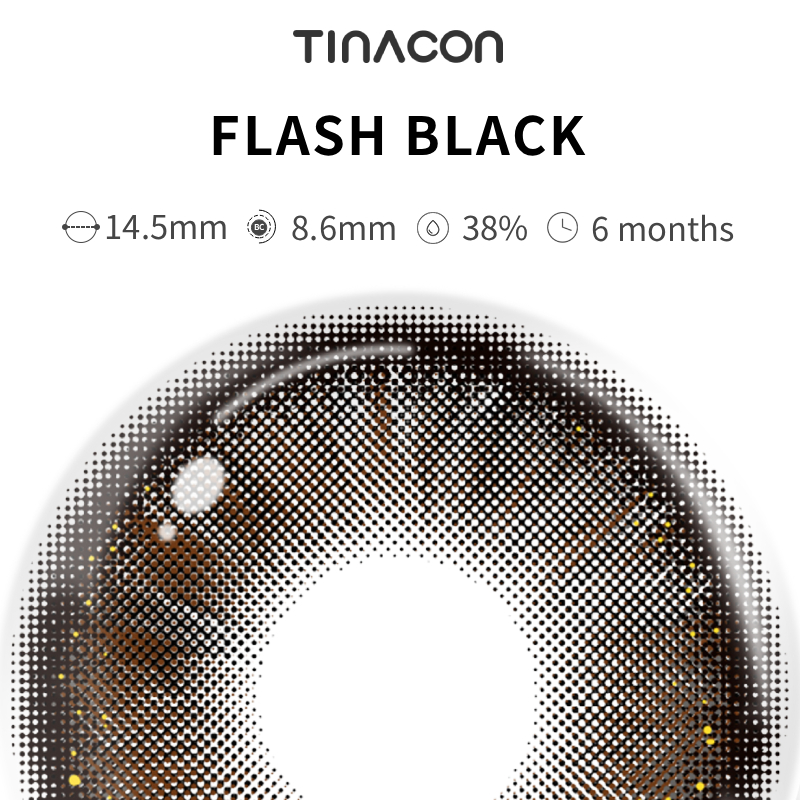 【TiNACON】Flash Black 14.5mm 6 Months Natural Watery Soft Contact Lens 