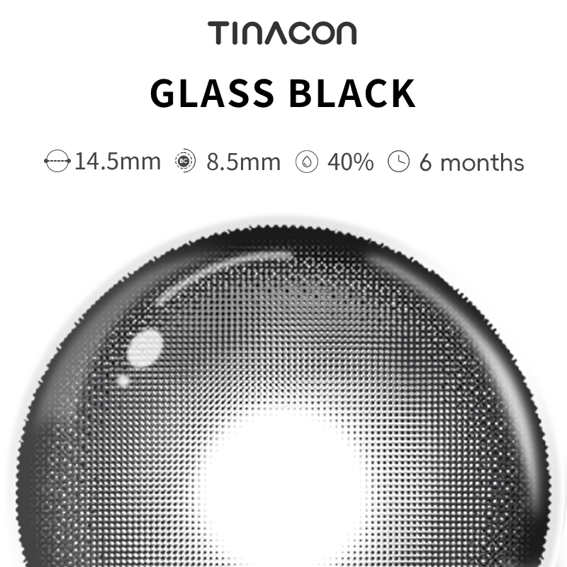 【TiNACON】Glass Black  14.5mm 6 months Watery Soft Contact Lens