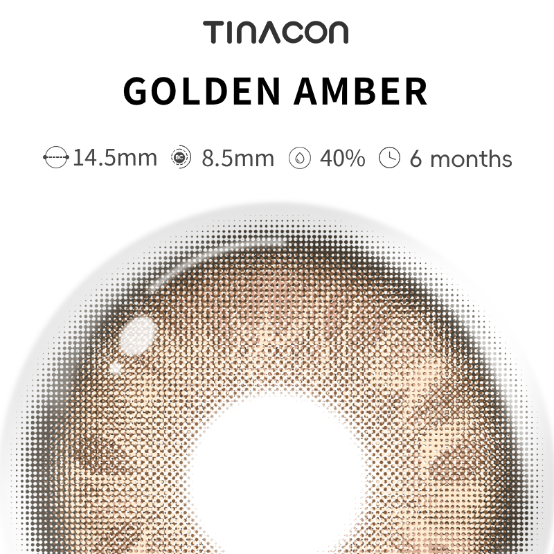【TiNACON】Golden Amber 14.5mm 6 months Watery Soft Contact Lens 