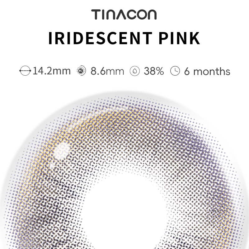 【TiNACON】Iridescent Pink 14.2mm 6 Months Natural Watery Soft Contact Lens 