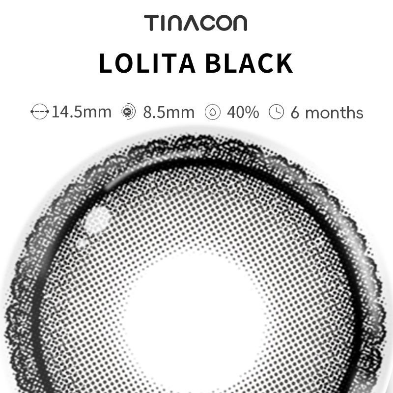 【TiNACON】Lolita Black 14.5mm 6 months Watery Soft Contact Lens