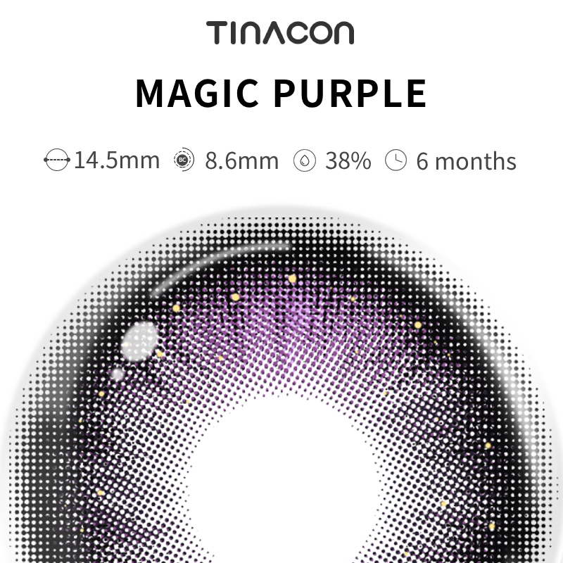 【TiNACON】Magic Purple 14.5mm 6 months Watery Soft Contact Lens