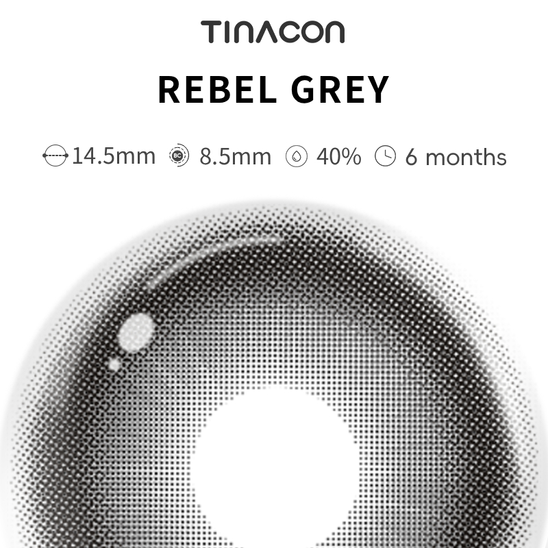 【TiNACON】Rebel Grey 14.5mm 6 months Watery Soft Contact Lens