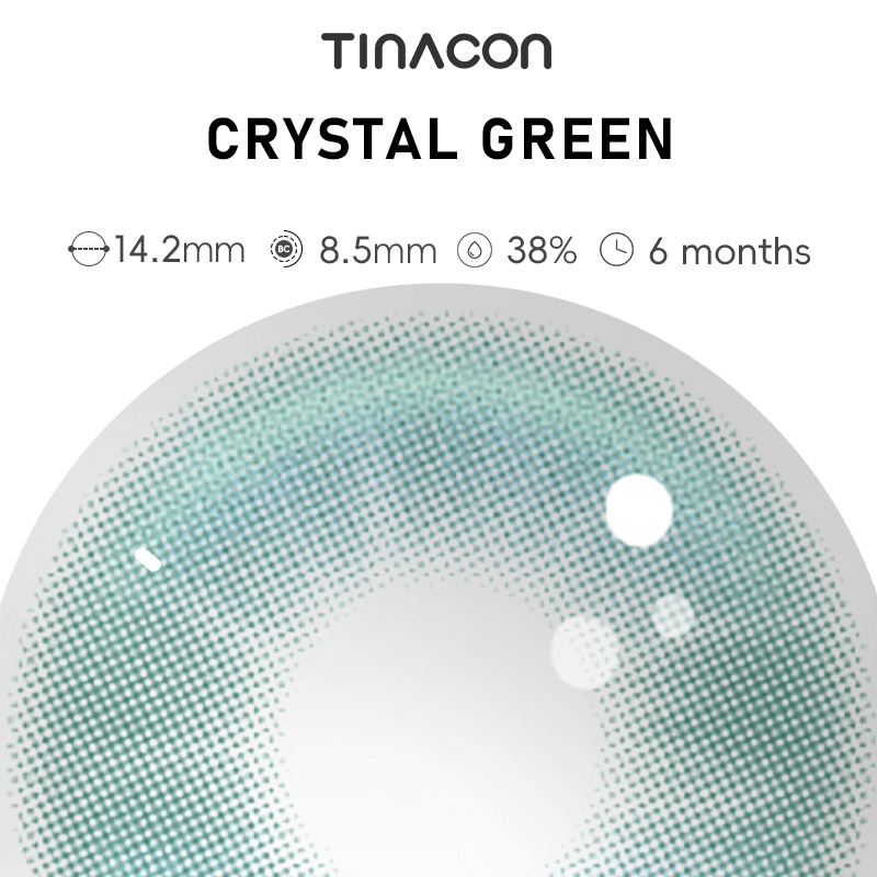 【TiNACON】Crystal Green 14.2mm 6 Months Natural Watery Soft Contact Lens 2024 New Arrival