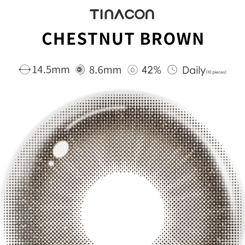 【TiNACON】Chestnut Brown 14.5mm Daily Watery Soft Contact Lens
