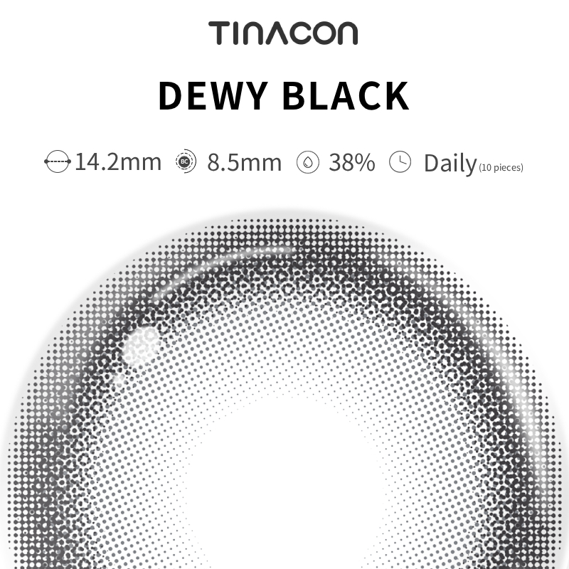 【TiNACON】Dewy Black 14.2mm Daily Watery Soft Contact Lens