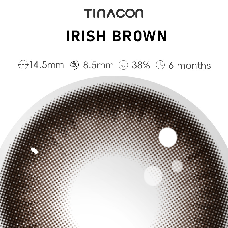 【TiNACON】Irish Brown 14.5mm 6 Months Natural Watery Soft Contact Lens 2024 New Arrival
