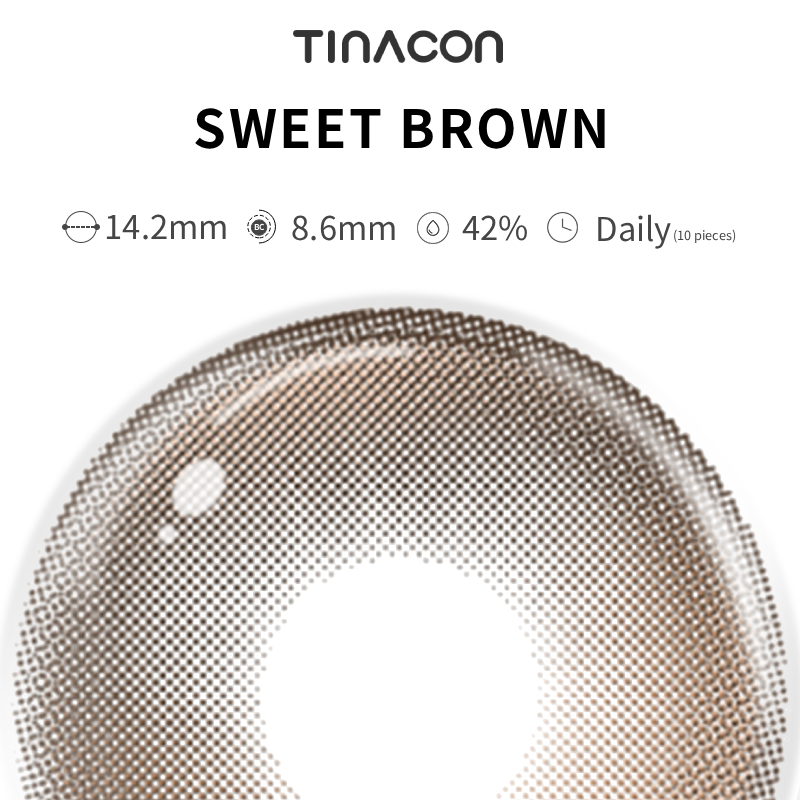 【TiNACON】Sweet Brown 14.2mm Daily  Watery Soft Contact Lens 