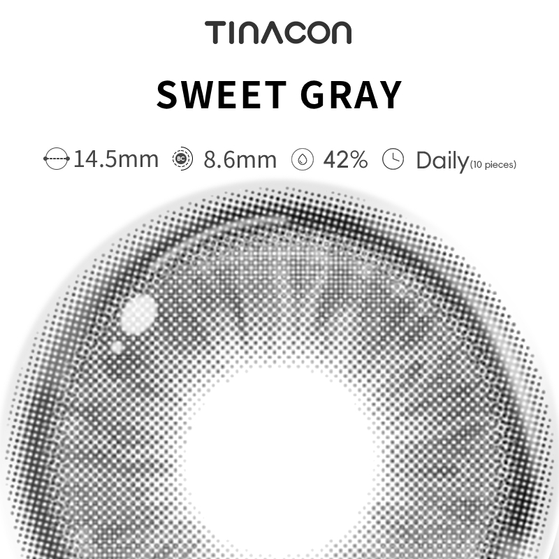 【TiNACON】Sweet Gray 14.5mm Daily  Watery Soft Contact Lens 