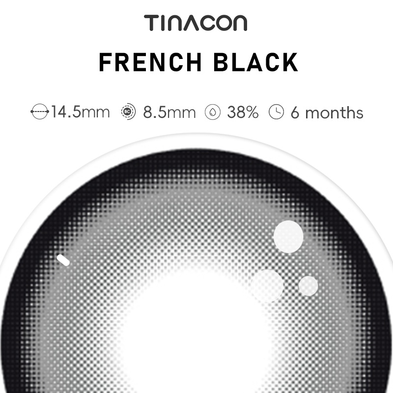 【TiNACON】French Black 14.5mm 6 months Watery Soft Contact Lens 2024 New Arrival