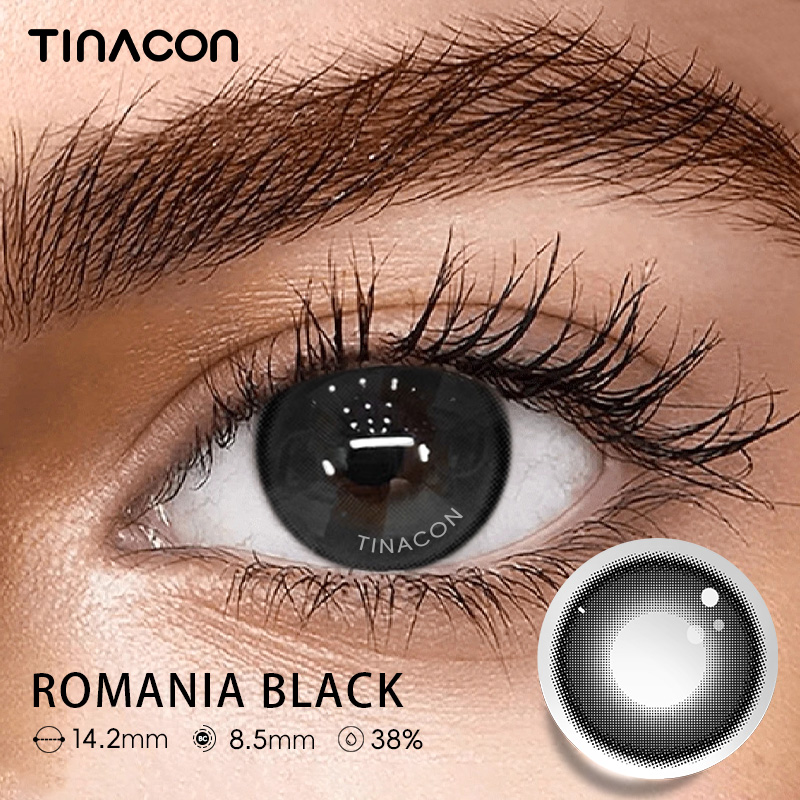 【TiNACON】Romania Black 14.2mm 6 months Watery Soft Contact Lens 2024 New Arrival