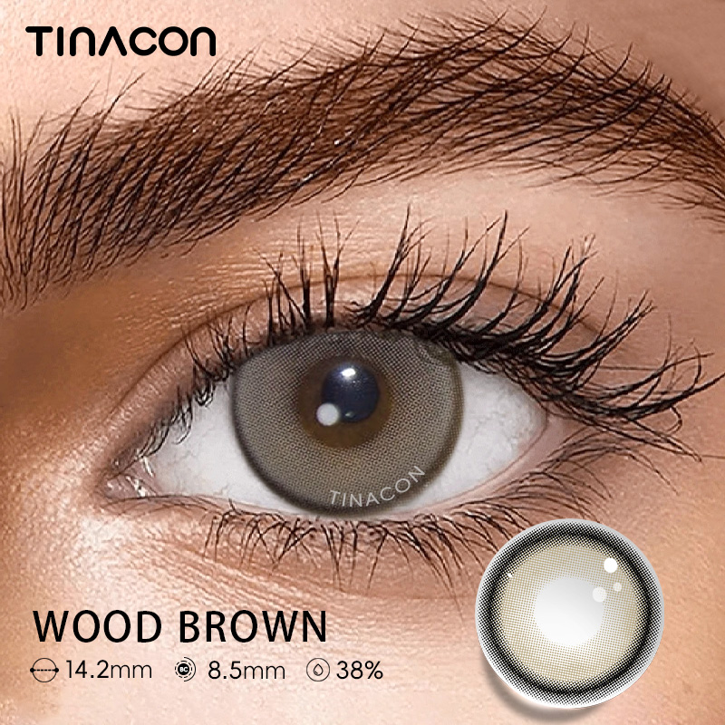 【TiNACON】Wood Brown 14.2mm 6 months Watery Soft Contact Lens 2024 New Arrival