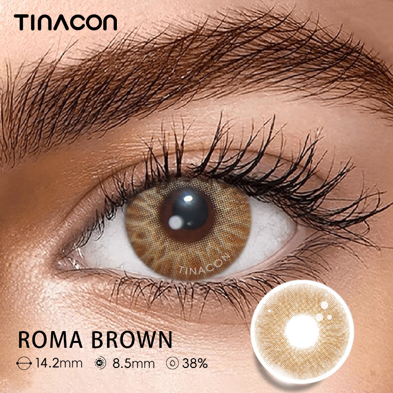 【TiNACON】Roma Brown 14.2mm 6 months Watery Soft Contact Lens 2024 New Arrival
