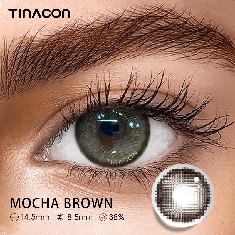 【TiNACON】Mocha Brown 14.5mm 6 months Watery Soft Contact Lens 2024 New Arrival