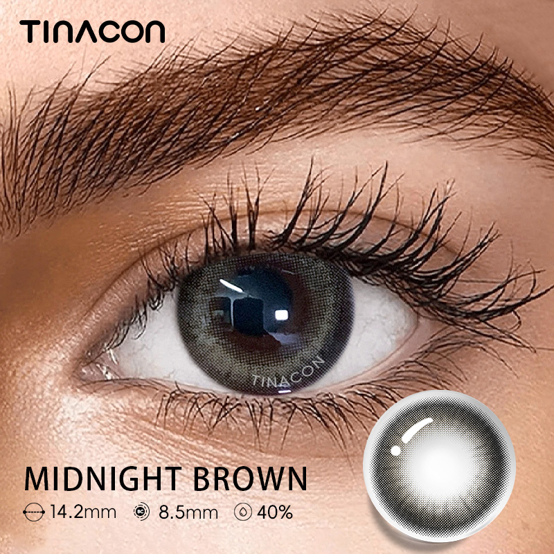 【TiNACON】Midnight Brown 14.2mm 6 months Watery Soft Contact Lens 2024 New Arrival