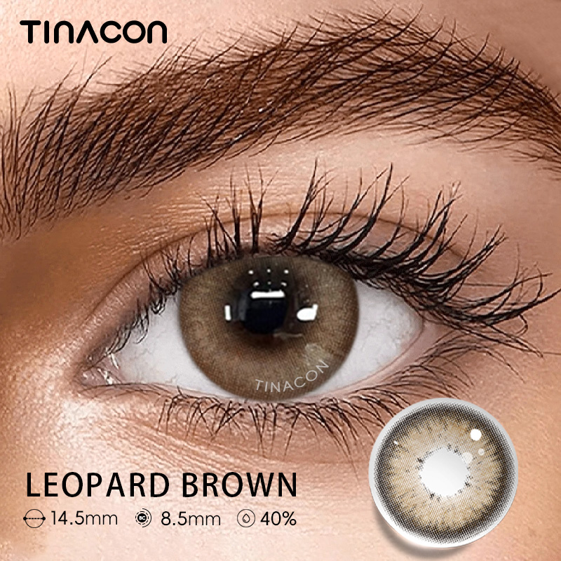 【TiNACON】Leopard Brown 14.5mm 6 months Watery Soft Contact Lens 2024 New Arrival