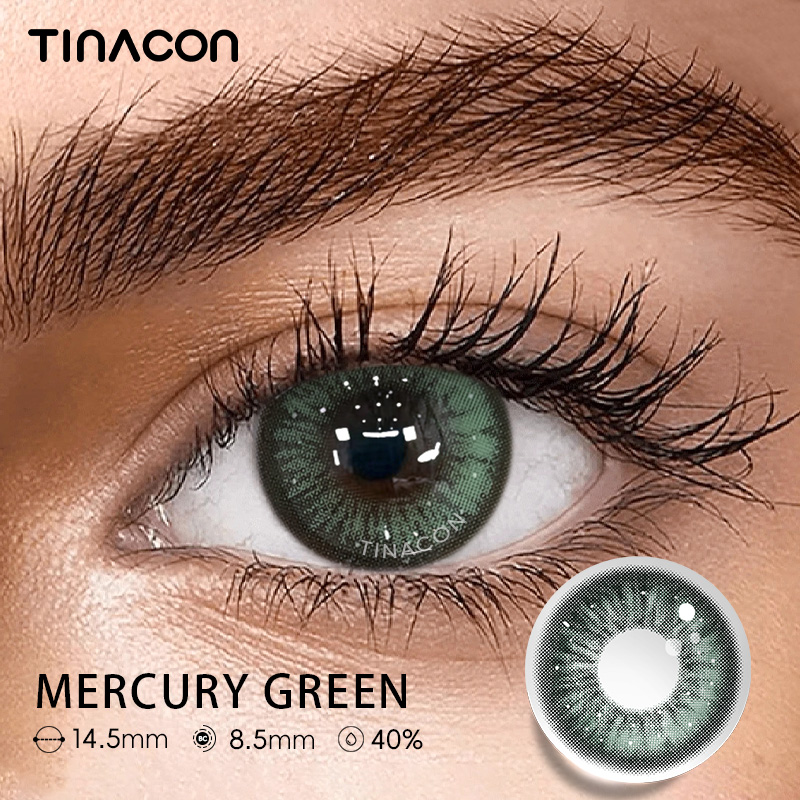 【TiNACON】Mercury Green 14.5mm 6 months Watery Soft Contact Lens 2024 New Arrival