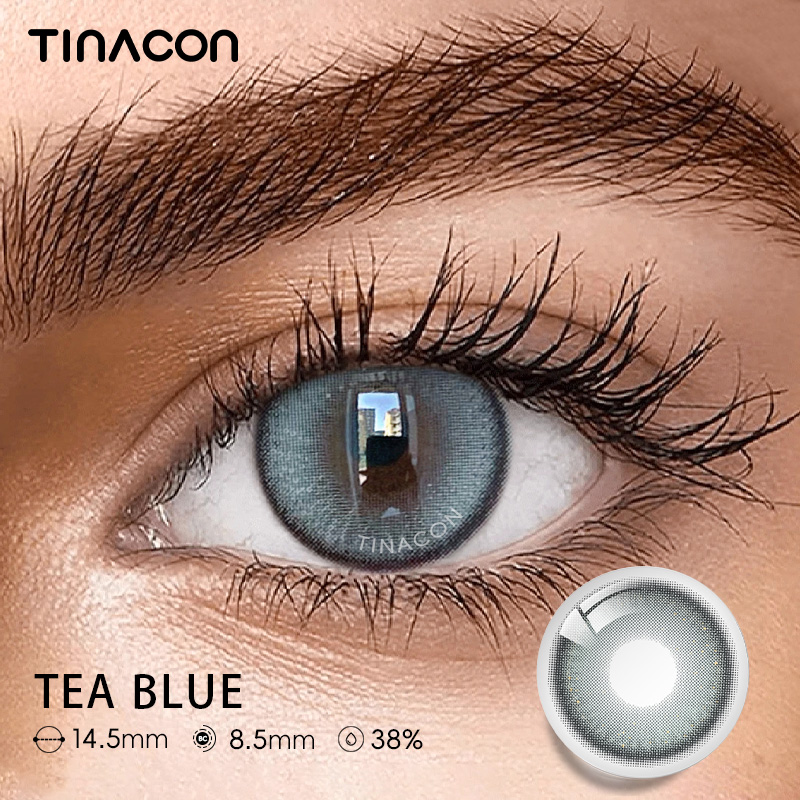 【TiNACON】Tea Blue 14.5mm 6 months Watery Soft Contact Lens 2024 New Arrival