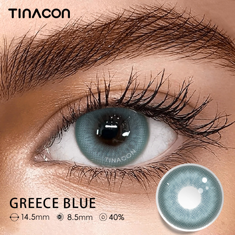 【TiNACON】Greece Blue 14.5mm 6 months Watery Soft Contact Lens 2024 New Arrival