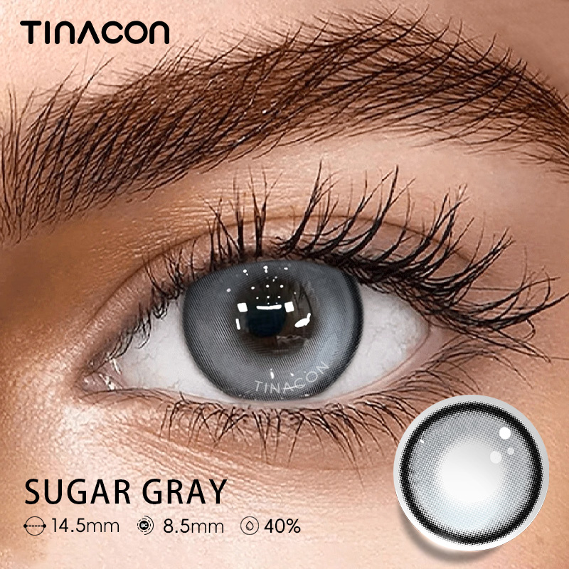 【TiNACON】Sugar Gray 14.5mm 6 months Watery Soft Contact Lens 2024 New Arrival