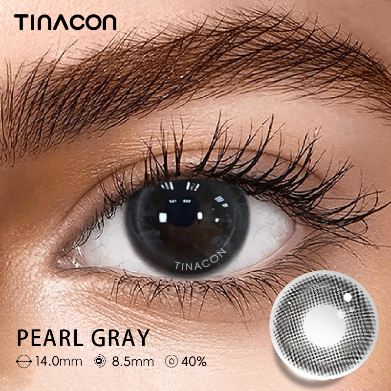 【TiNACON】Pearl Gray 14.0mm 6 months Watery Soft Contact Lens 2024 New Arrival