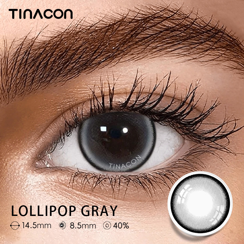 【TiNACON】Lollipop Gray 14.5mm 6 months Watery Soft Contact Lens 2024 New Arrival