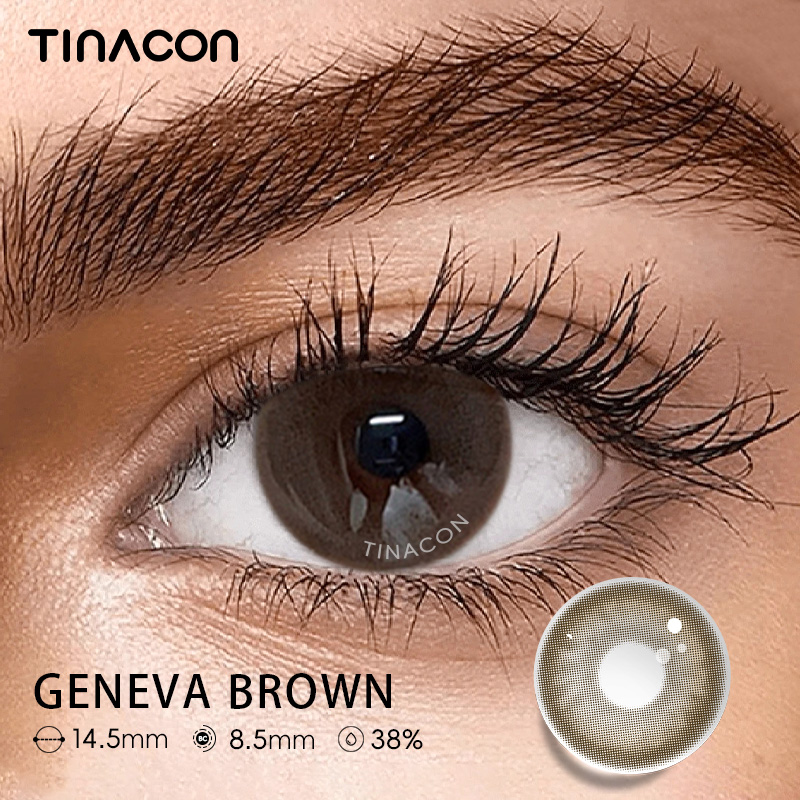 【TiNACON】 Geneva Brown 14.5mm 6 months Watery Soft Contact Lens 2024 New Arrival