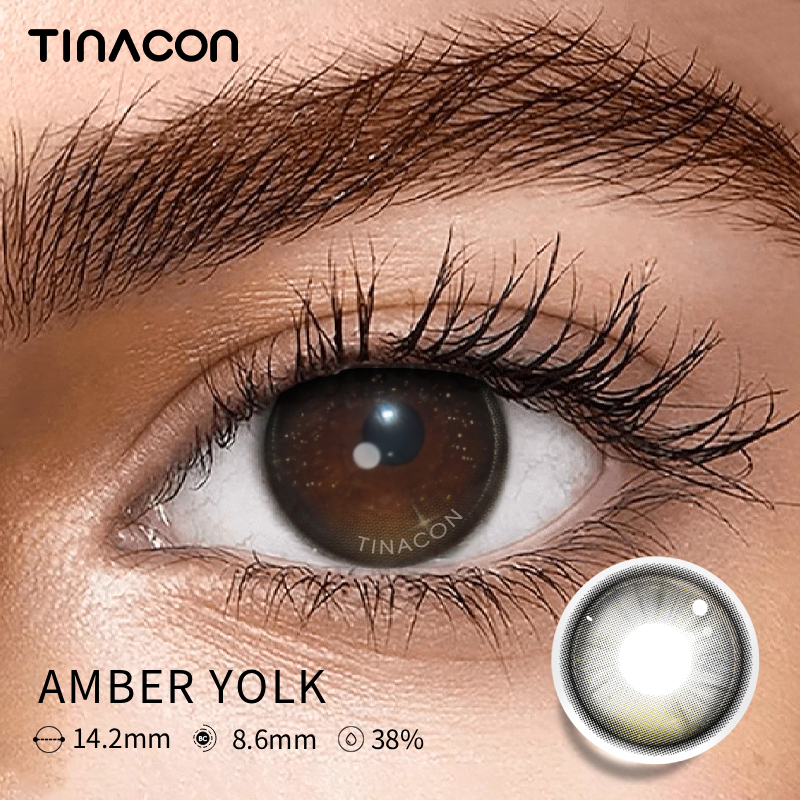 【TiNACON】Amber Yolk 14.2mm 6 months Watery Soft Contact Lens 