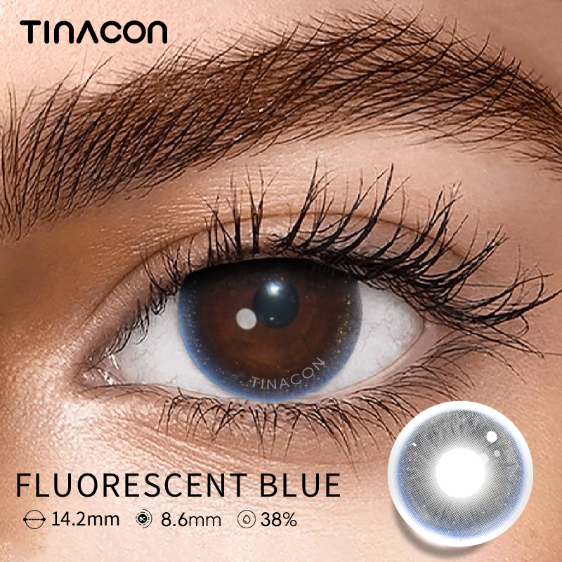 【TiNACON】Fluorescent Blue 14.2mm 6 months Watery Soft Contact Lens