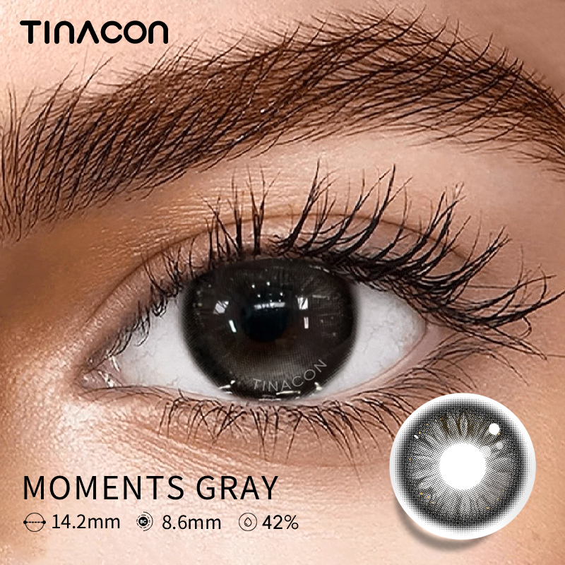 【TiNACON】Moments Gray 14.2mm Daily Watery Soft Contact Lens 