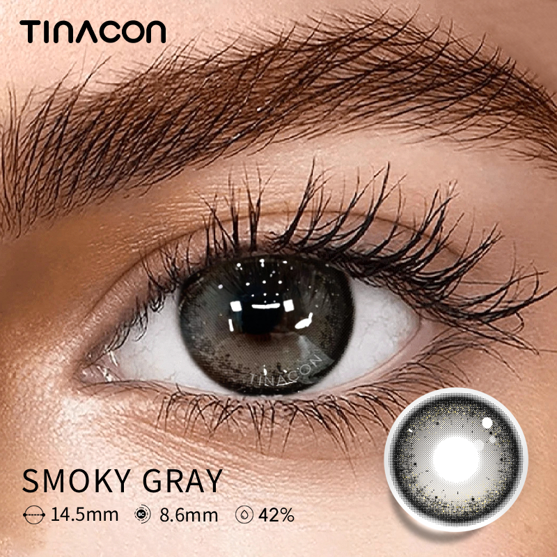 【TiNACON】Smoky Gray 14.5mm Daily 2 Pieces Watery Soft Contact Lens 