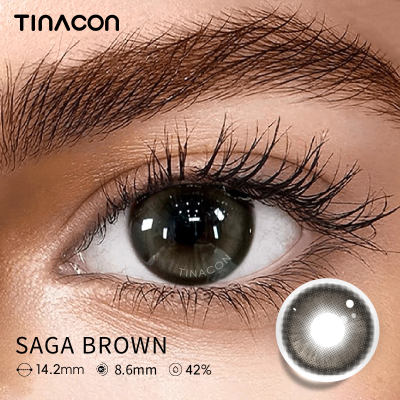 【TiNACON】Saga Brown 14.2mm Daily Watery Soft Contact Lens 
