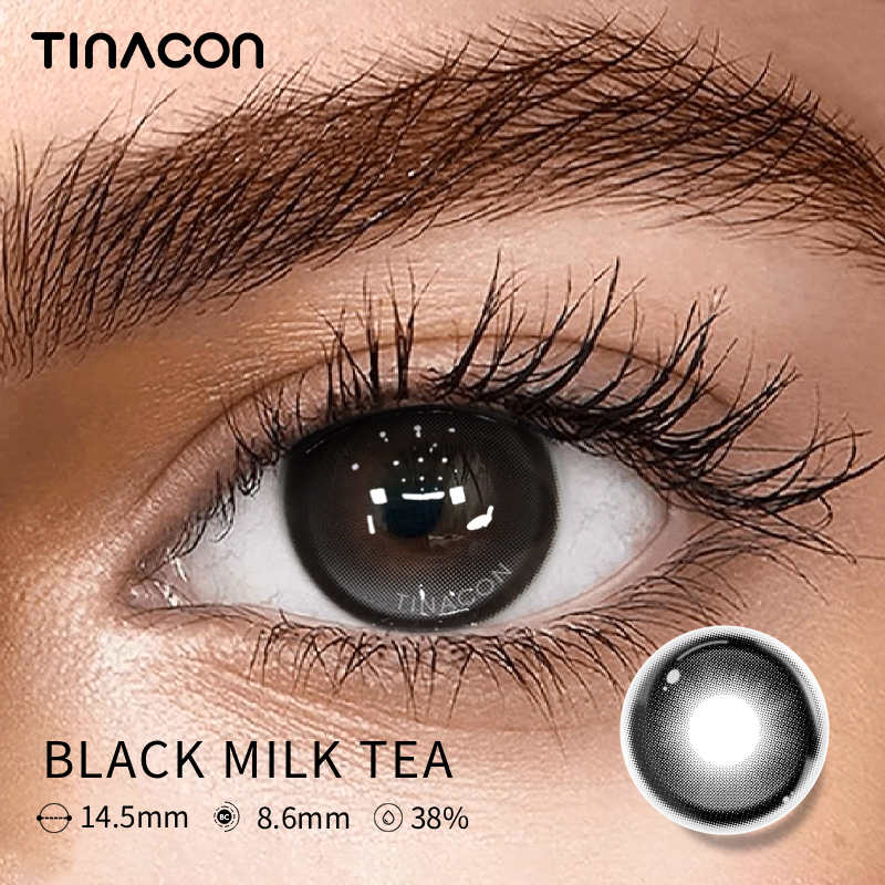 【TiNACON】 Black Milk Tea 14.5mm 6 Months Natural Watery Soft Contact Lens 