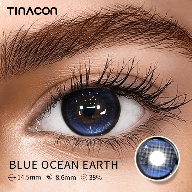 【TiNACON】Blue Ocean Earth  14.5mm 6 months Watery Soft Contact Lens 