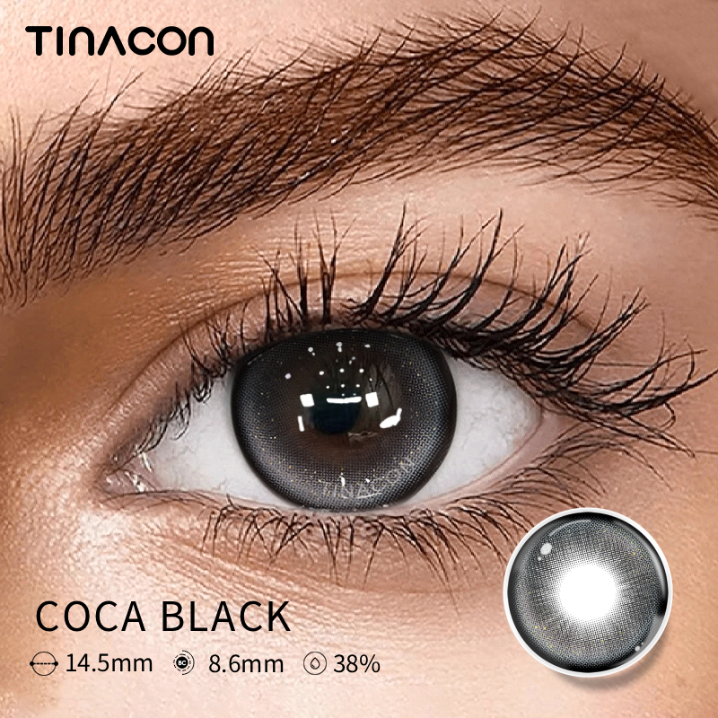 【TiNACON】Coca Black 14.5mm 6 months Watery Soft Contact Lens