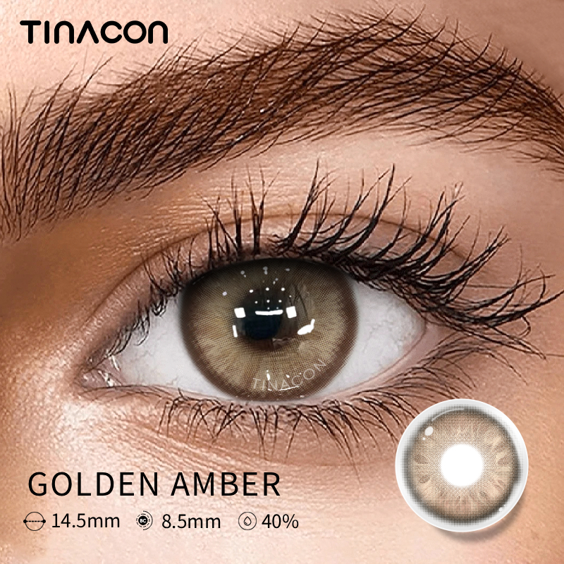 【TiNACON】Golden Amber 14.5mm 6 months Watery Soft Contact Lens 